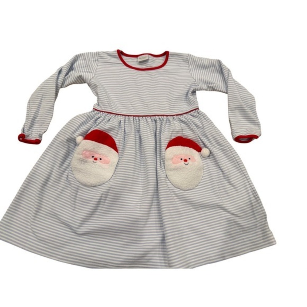Squiggles by Charlie Girls Santa Claus Pima Cotton Striped Dress Size 7/8